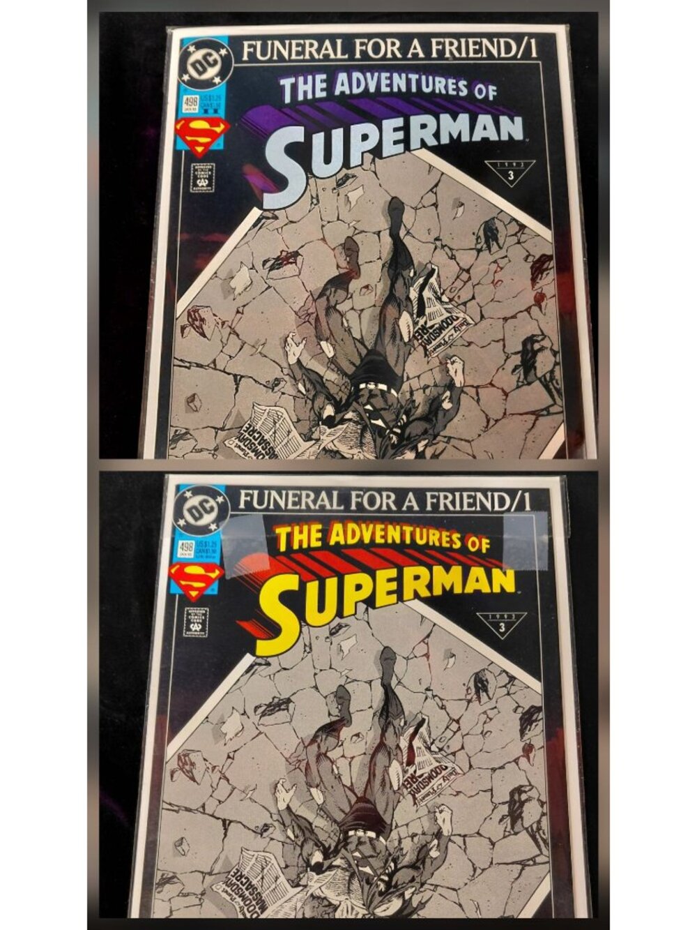 Adventures Of Superman Funeral For A Friend #498 Comic Lot DC 1993 Print Variant